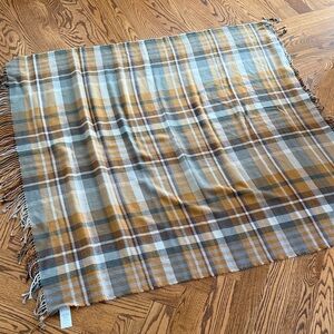Pottery Barn Plaid Fringe Throw Blanket